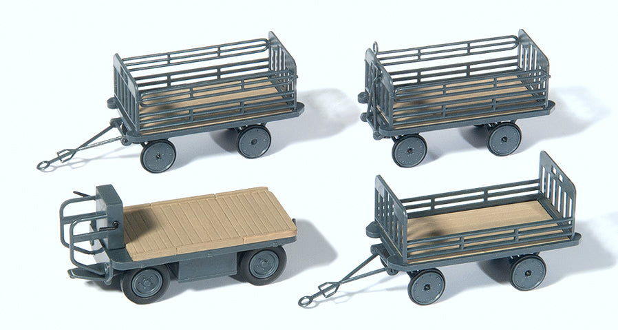 Preiser Electric Vehicle with Trailers (3) Kit PR17126