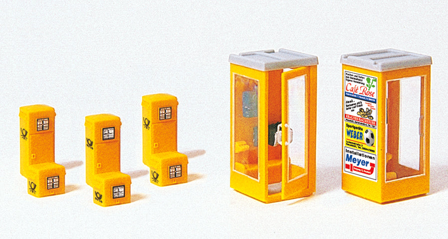 Preiser Telephone (2) and Letter Boxes (6) Kit PR17213