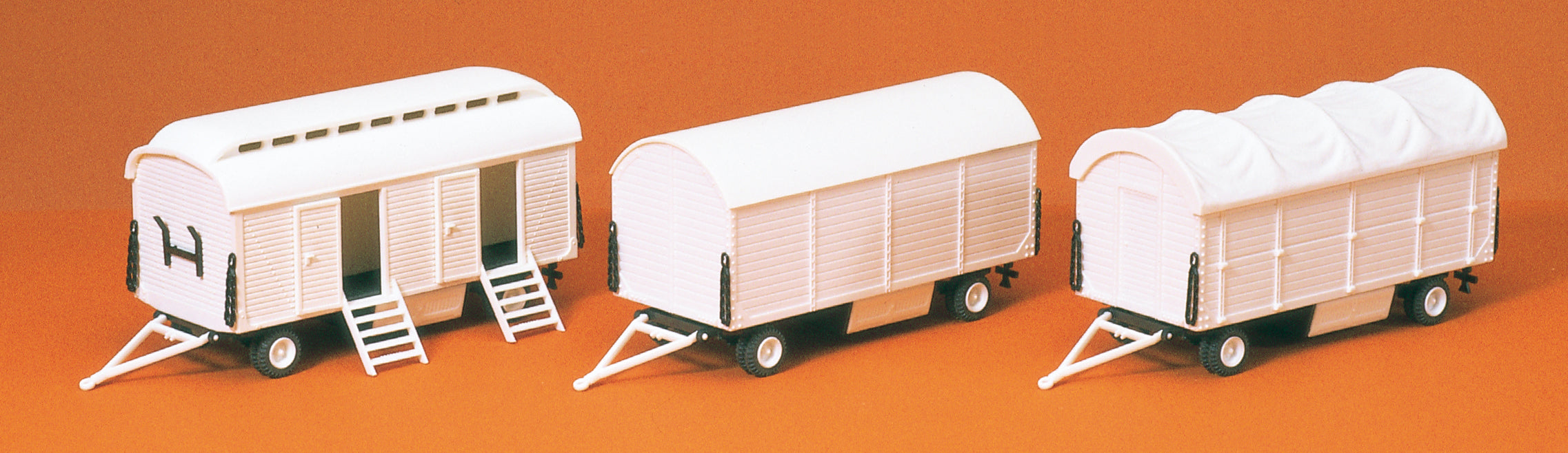 Preiser Circus Toliet/Equipment Trailers (3) Unpainted Kit PR20008