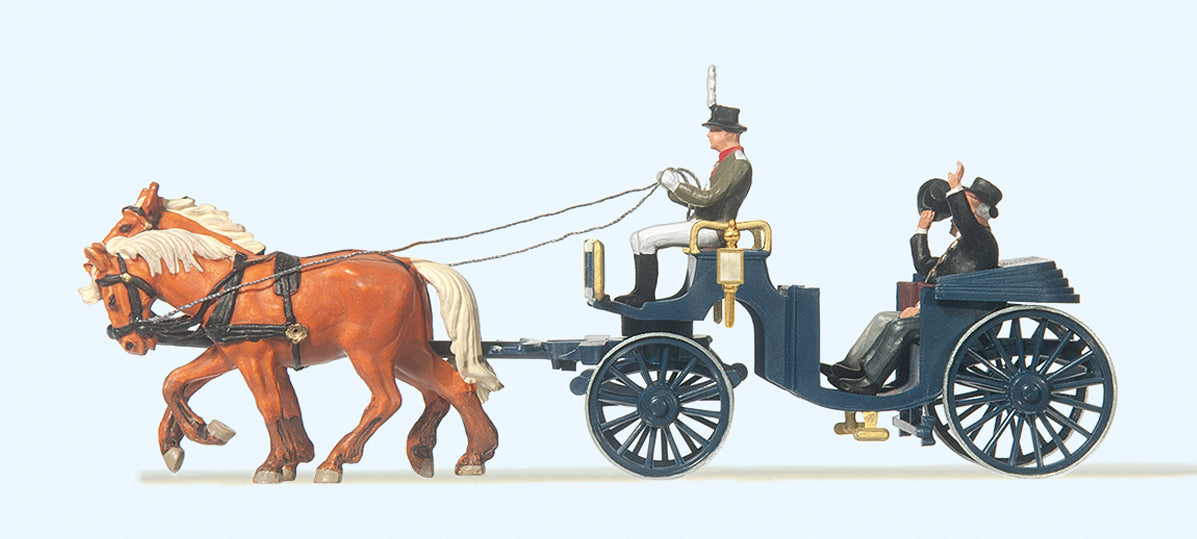 Preiser Prominent Persons in Horse Drawn Carriage Figure Set PR24606