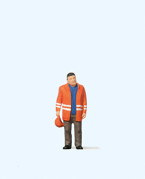 Preiser Railway Shunter in Safety Jacket Figure PR28010