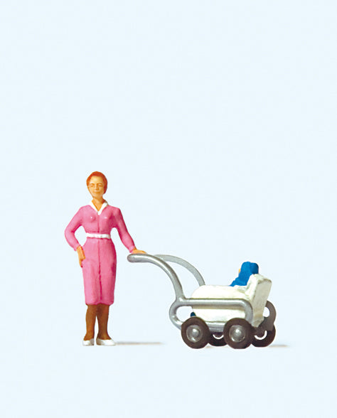 Preiser Woman with Pram Figure PR28037