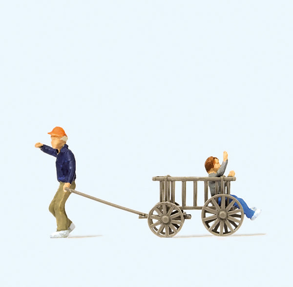 Preiser Children with Wooden Cart Figure PR28112