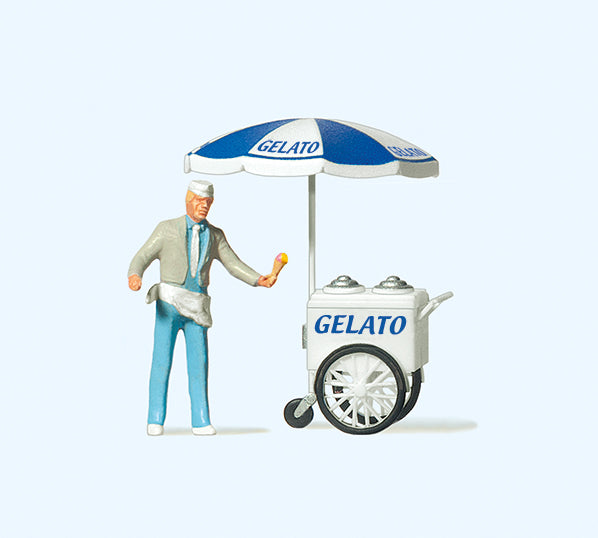 Preiser Ice Cream Seller with Cart Figure PR29116