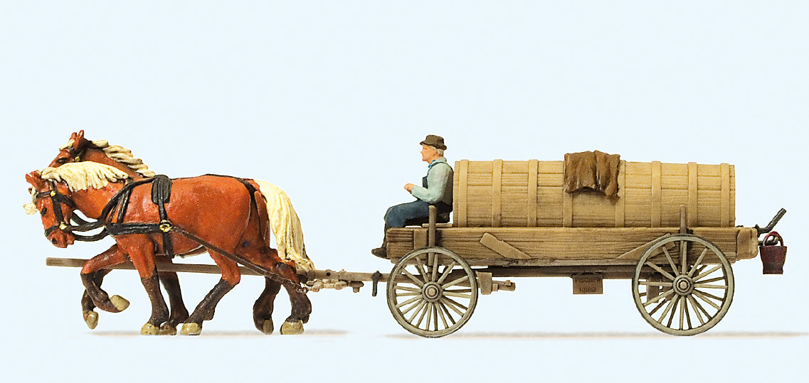 Preiser Horse Drawn Liquid Manure Wagon PR30414