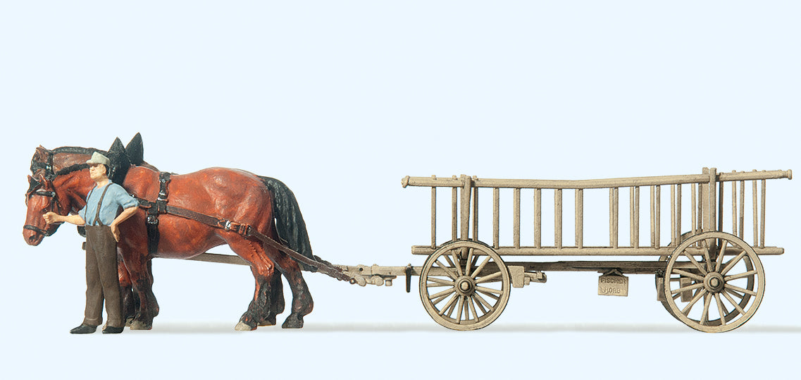 Preiser Horse Drawn Rack Wagon PR30416