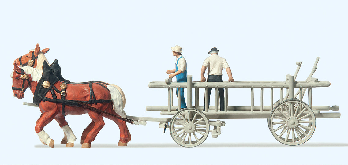 Preiser Horse Drawn Rack Wagon PR30436