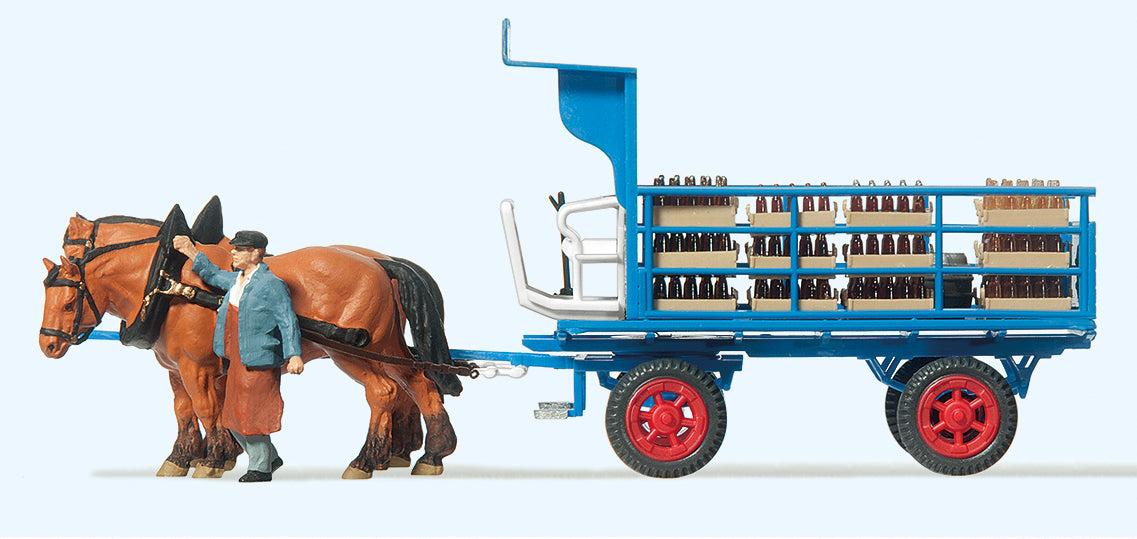 Preiser Horse Drawn Landwehr-Bier Bottled Beer Wagon PR30445