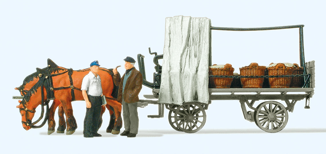 Preiser Horse Drawn Flat Wagon with Vegetable Load PR30449