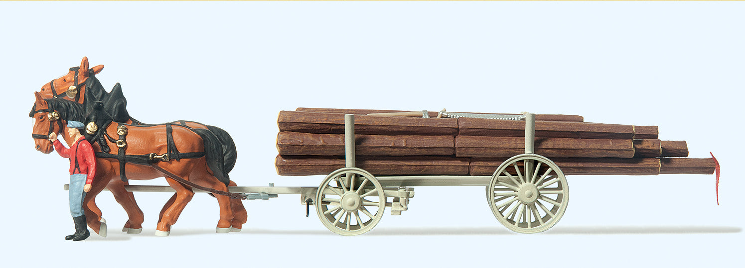 Preiser Horse Drawn Log Wagon PR30465