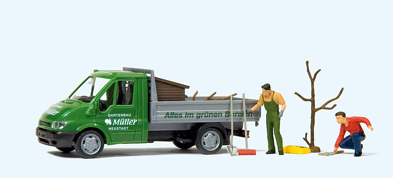 Preiser Ford Transit Muller Gardening Scene Figure Set PR33260