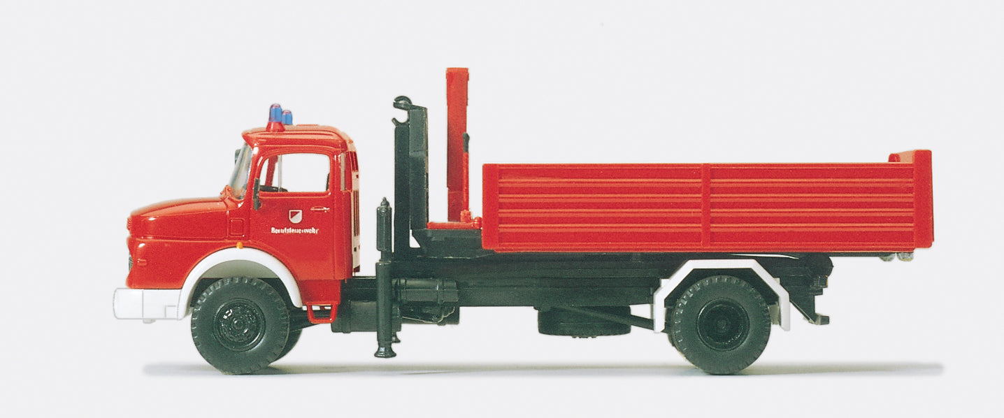 Preiser Fire Service Flatbed Lorry MB LA 1924 Meiller Container PR35014