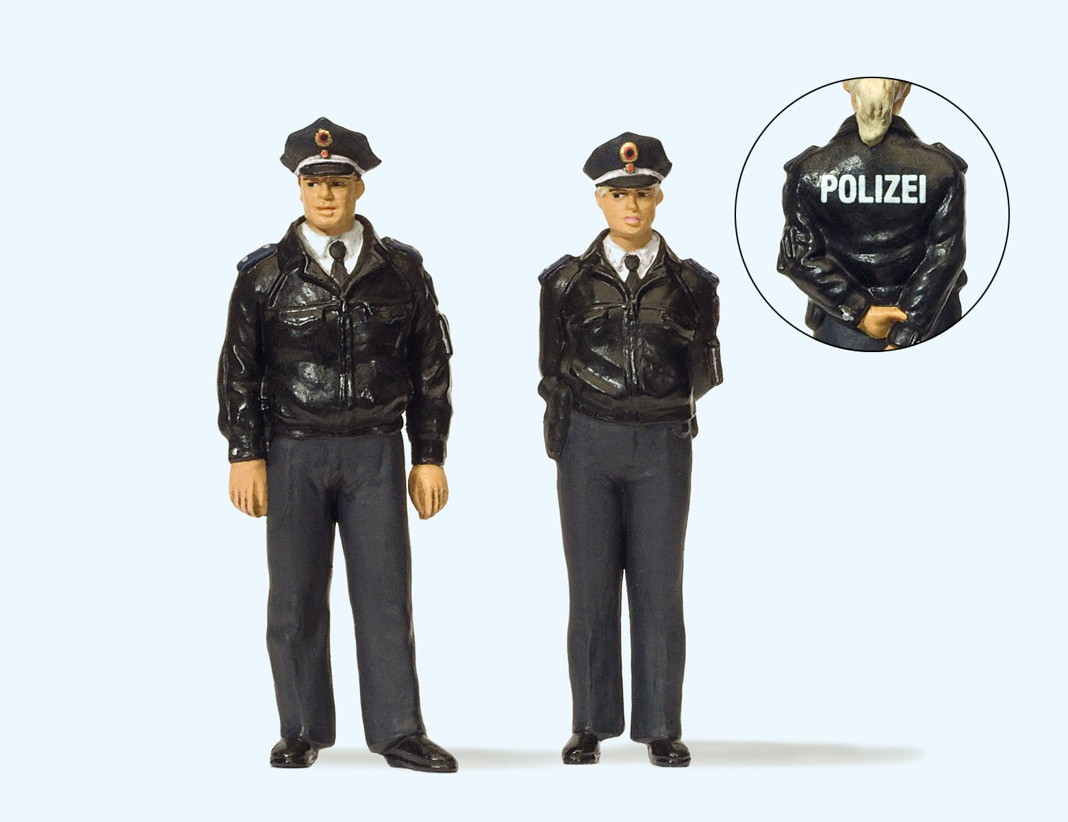 Preiser BRD Standing Police Officers Blue Uniform (2) Figure Set PR44909