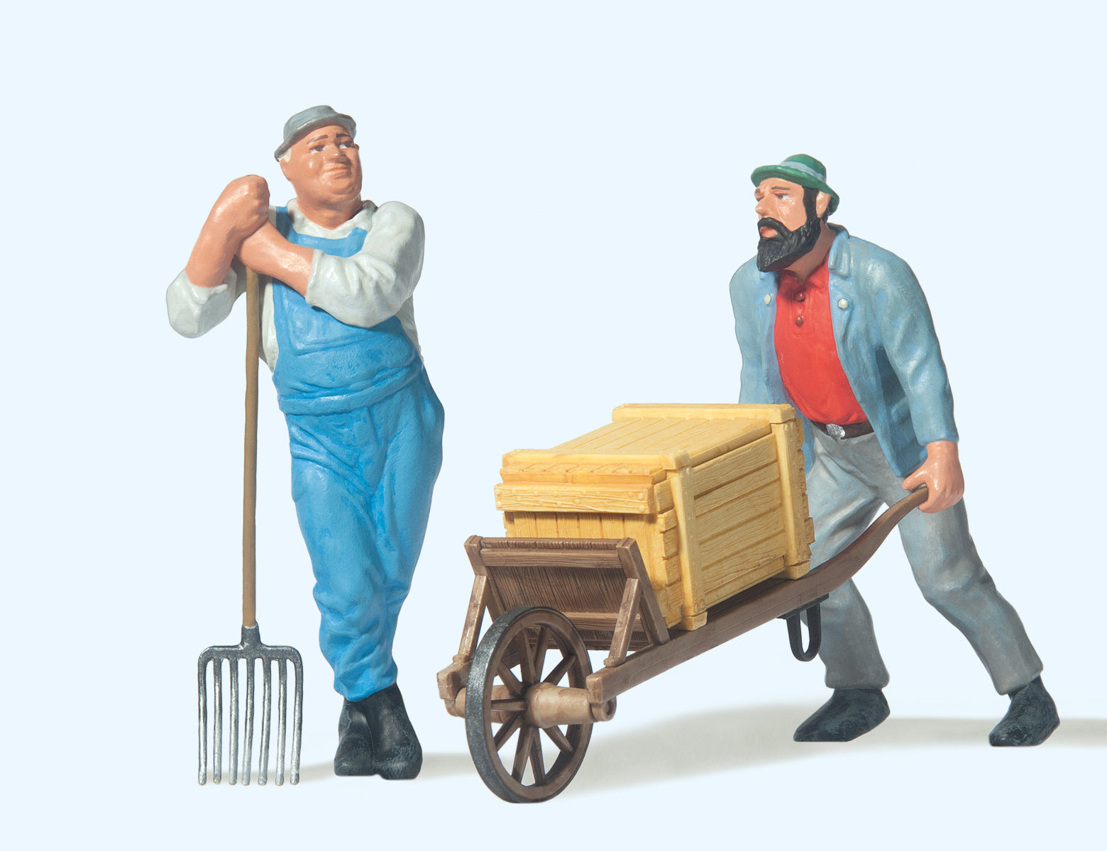 Preiser Track Workers with Fork/Cart (2) Figure Set PR45020
