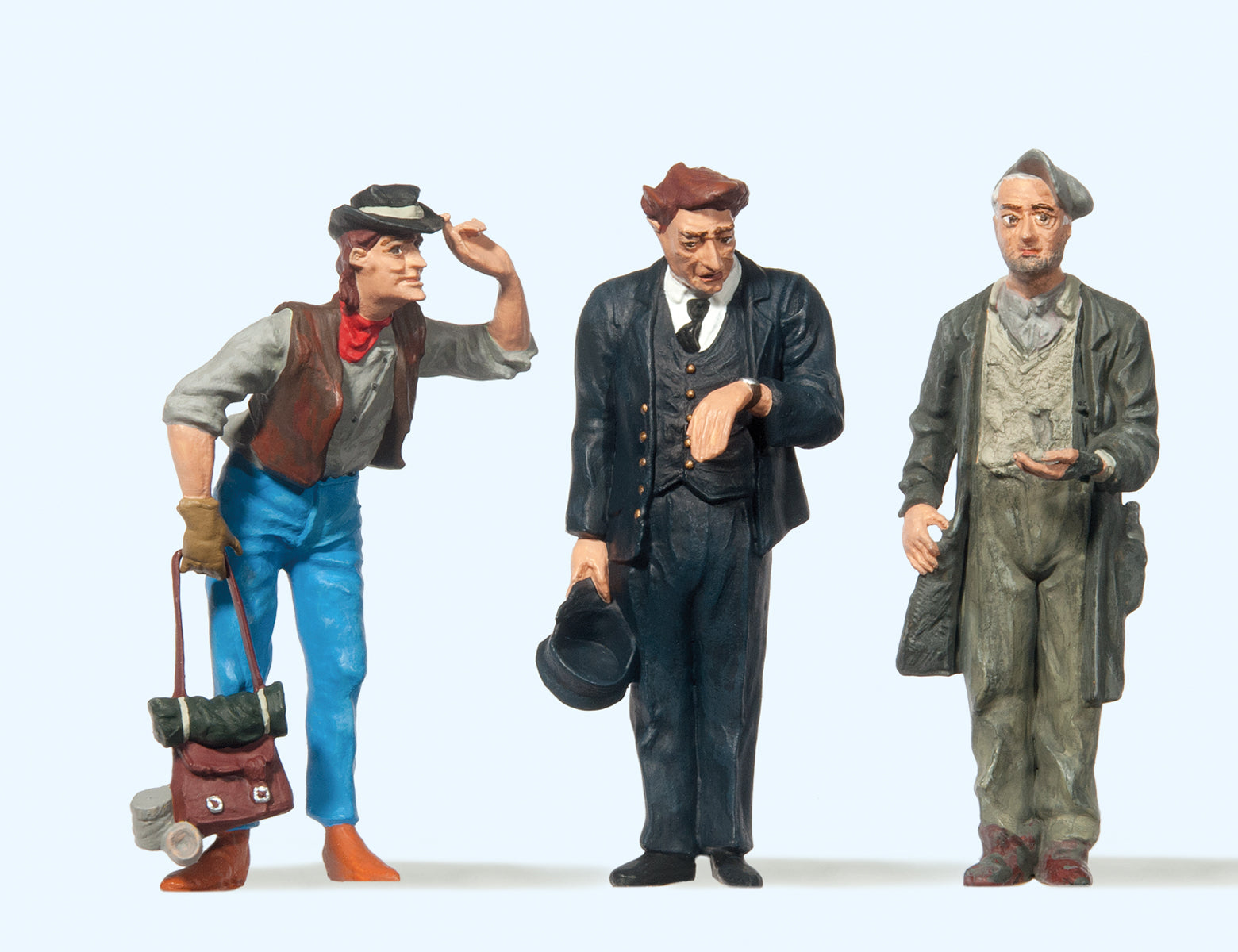 Preiser American Railroad Conductor with Hobos (3) Figure Set PR45099