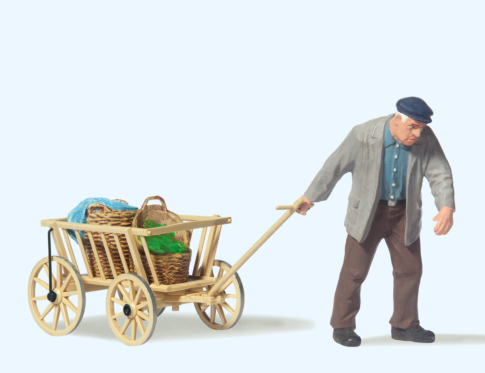 Preiser Farmer Pulling Handcart Figure Set PR45109