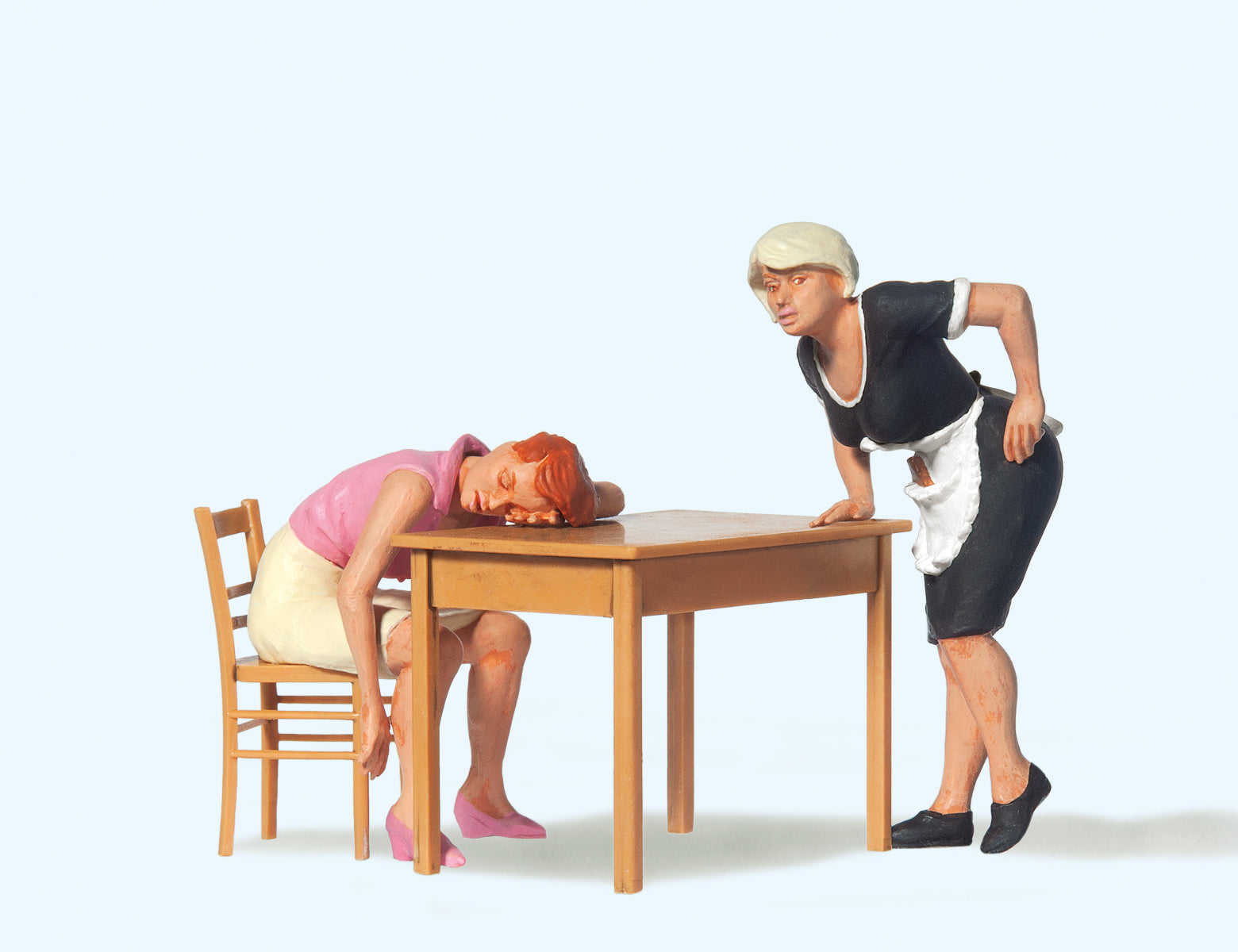 Preiser Sleeping Diner and Waitress Figure Set PR45145