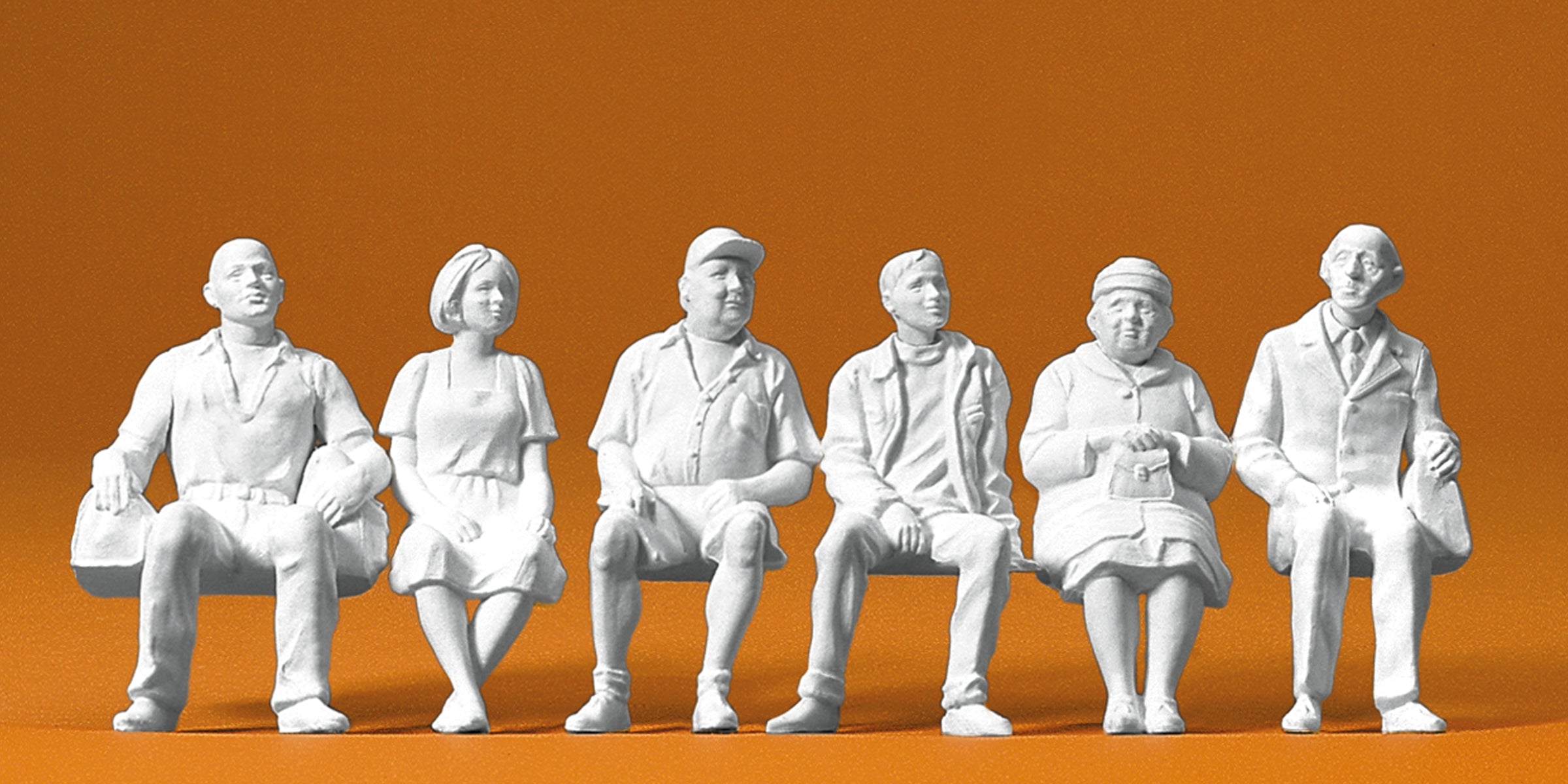 Preiser Seated Passengers (6) Unpainted Figures PR45183