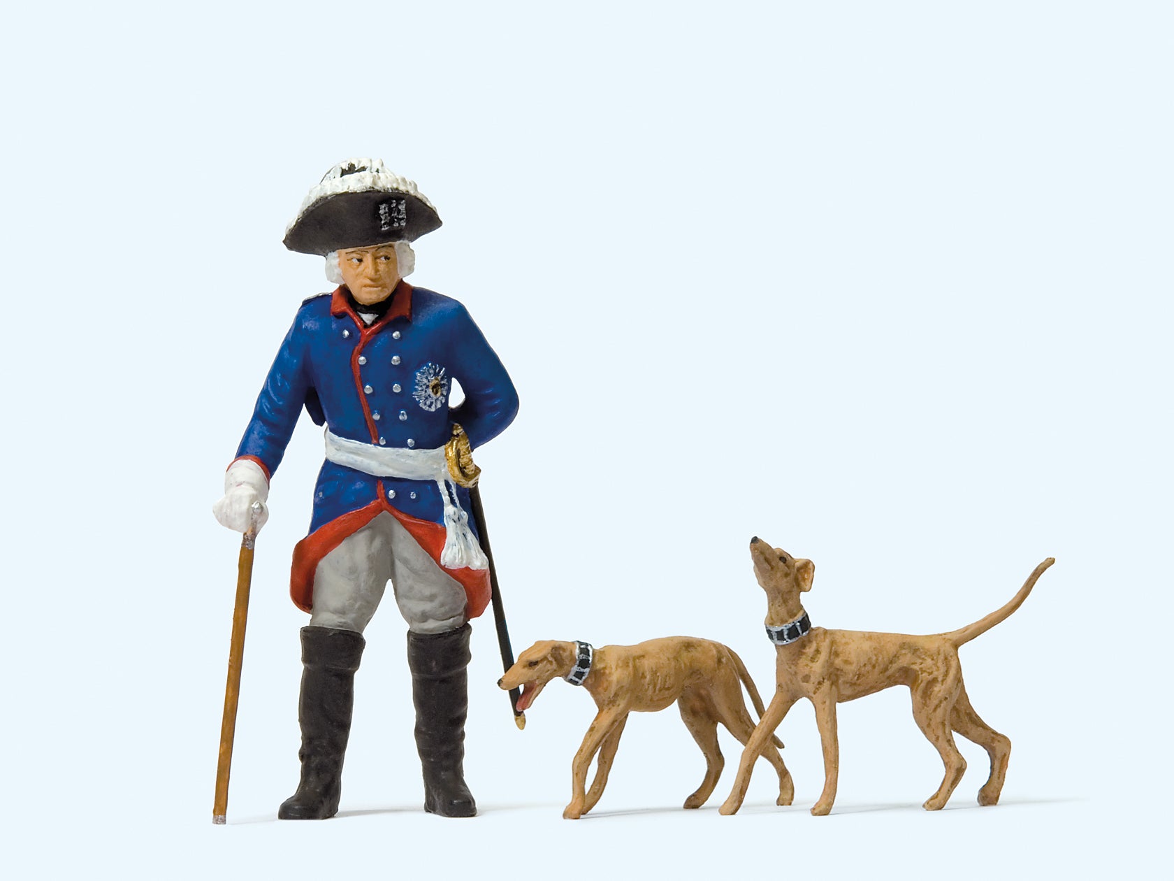 Preiser Friedrich II of Prussia Standing w/Whippets (2) Figure Set PR54190