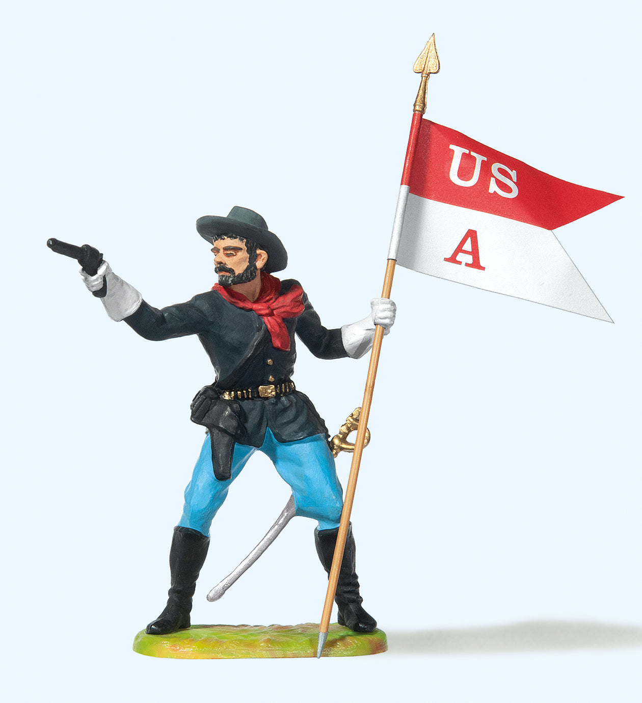 Preiser US Government Soldier Standing with Flag Figure PR54750