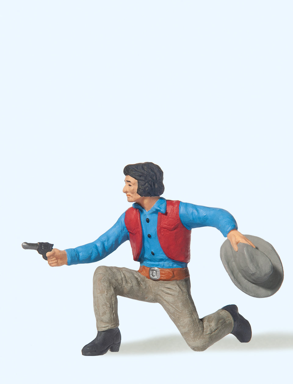 Preiser Cowboy Kneeling with Revolver Figure PR54803