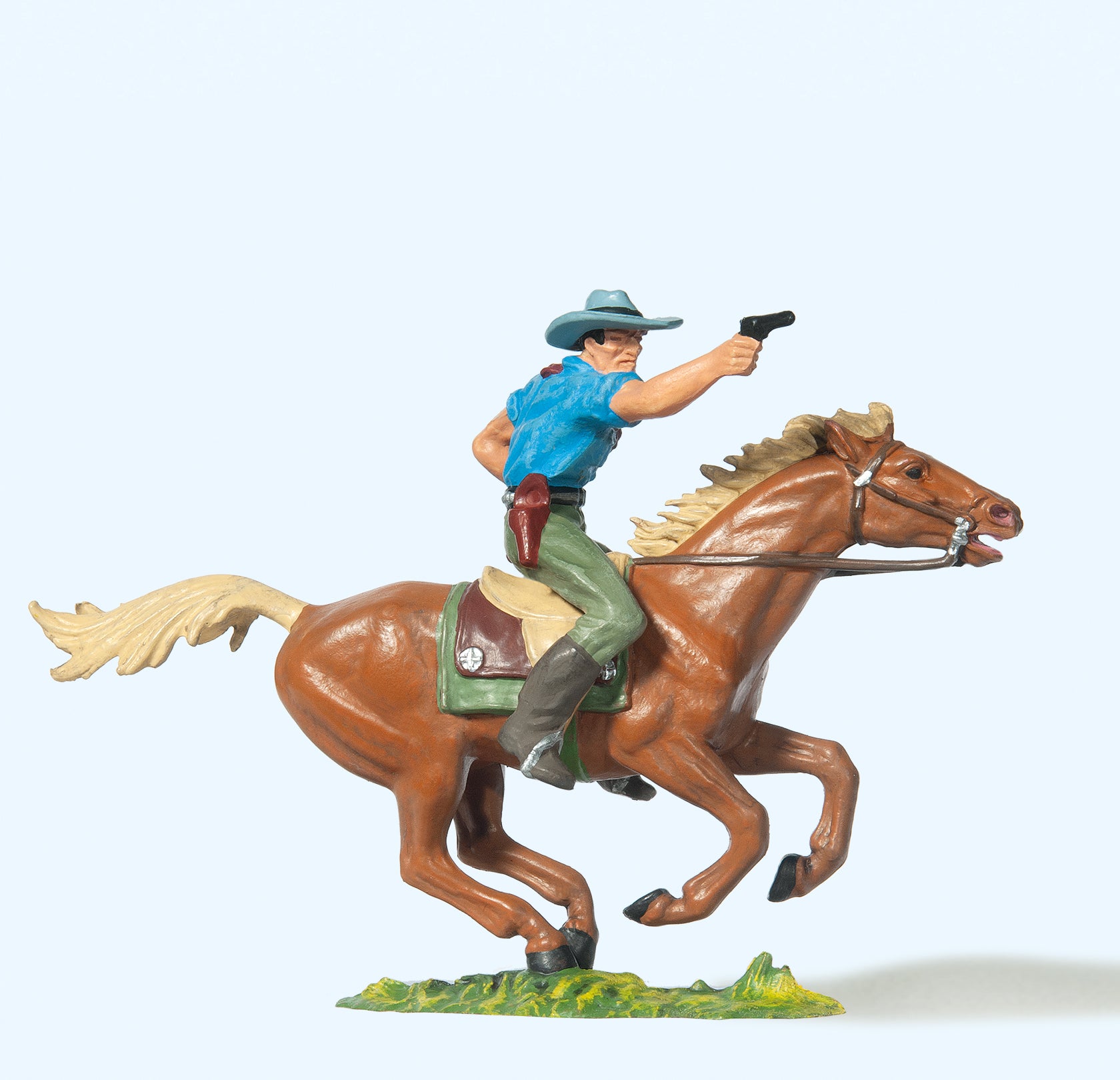 Preiser Cowboy Riding with Revolver Figure PR54819