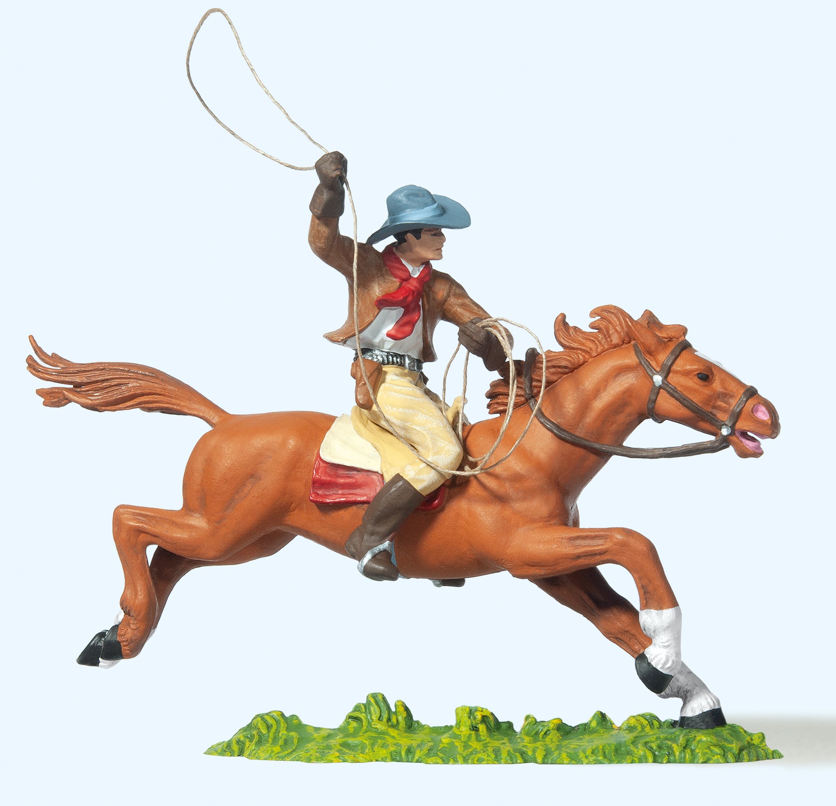 Preiser Cowboy Riding Throwing Lasso Figure PR54822