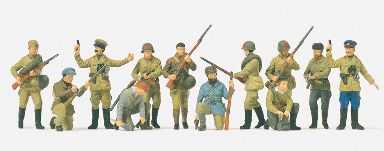 Preiser USSR 1942-43 Infantry Riflemen/Partisans (12) Kit PR72522