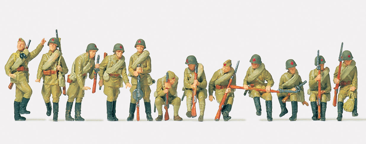 Preiser USSR 1942 Armoured Tank Infantry Riflemen (12) Kit PR72525