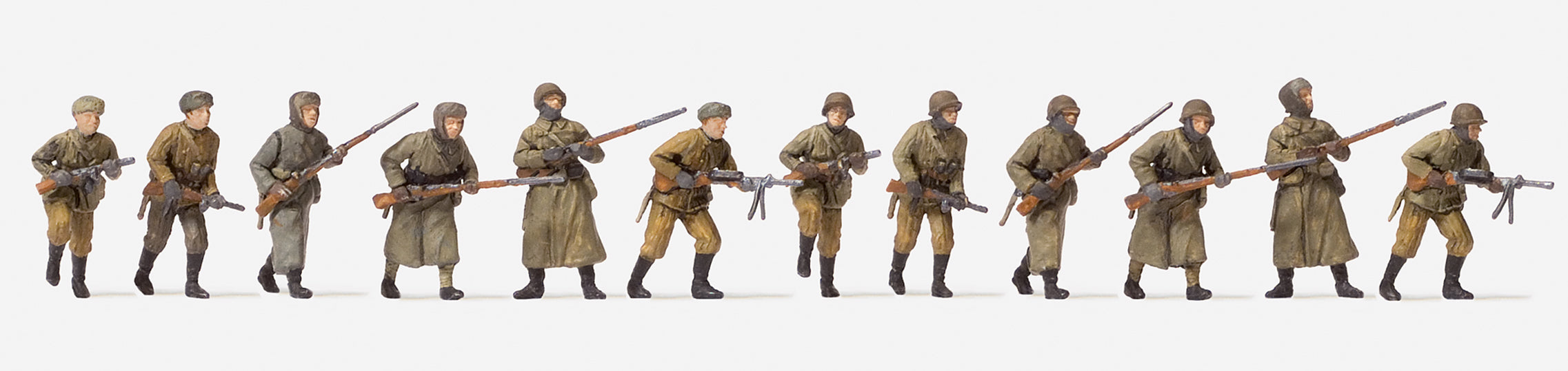Preiser USSR 1941-45 Attacking Infantry Riflemen (12) Kit PR72540