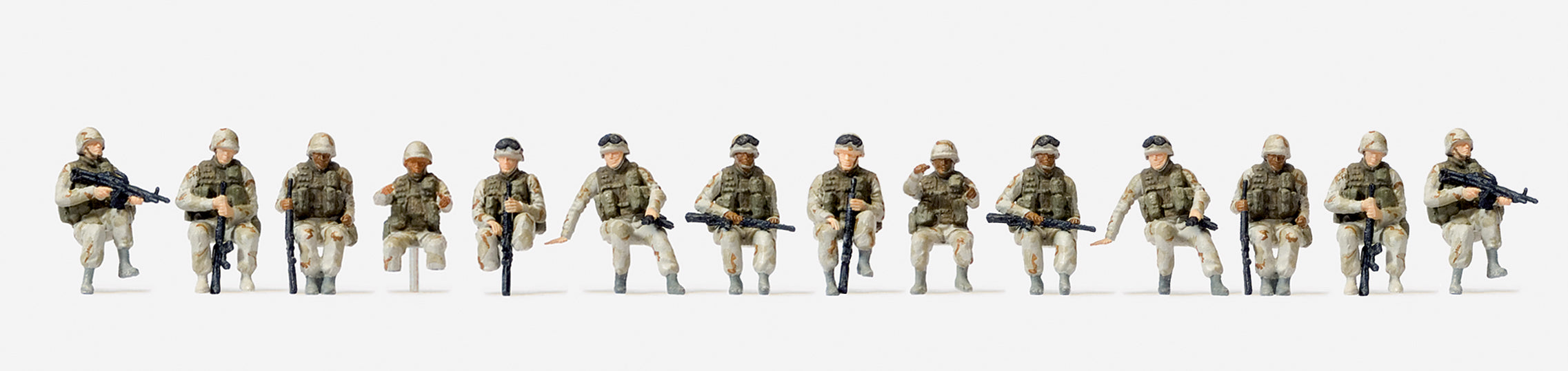 Preiser US Army Modern Seated Soldiers/Drivers (14) Kit PR72544