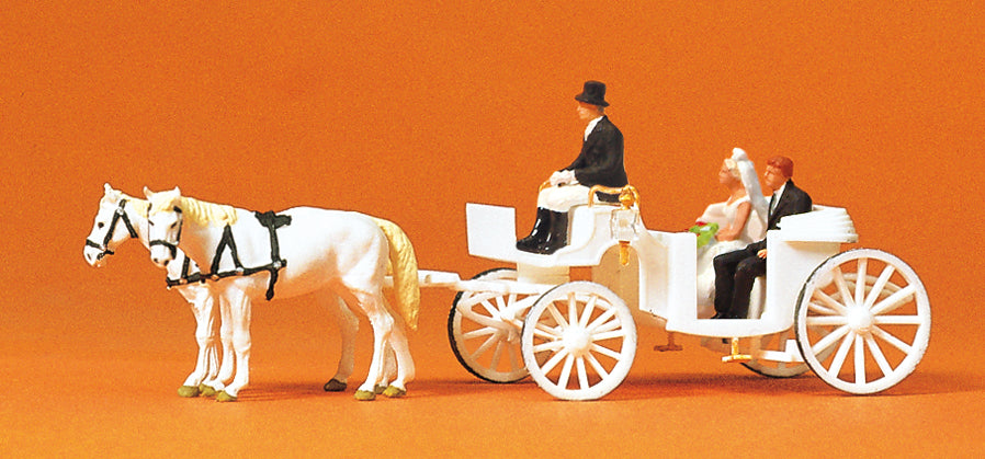Preiser Horse Drawn Wedding Carriage (Open) Figure Set PR75151