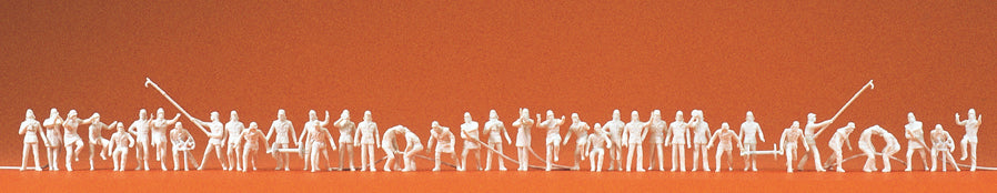 Preiser Firemen (40) with Accessories Unpainted Figures PR79005