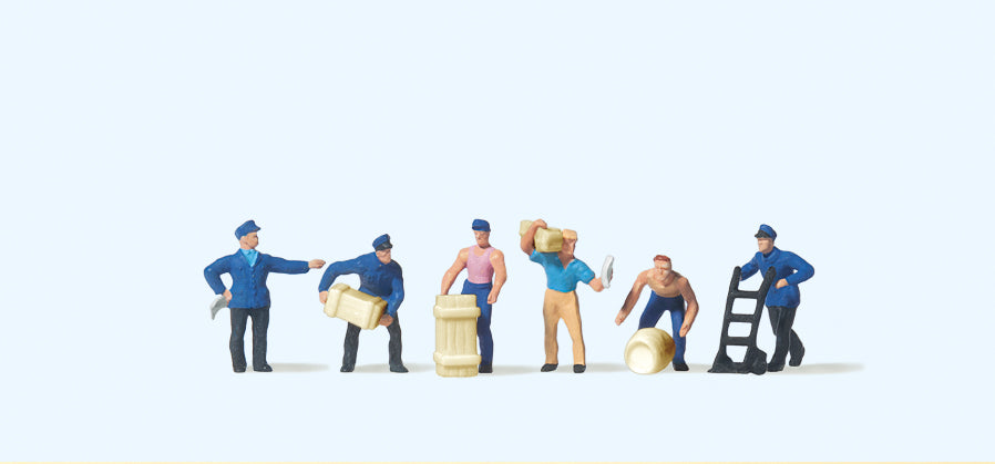 Preiser Delivery Men (6) with Loads Figure Set PR79016