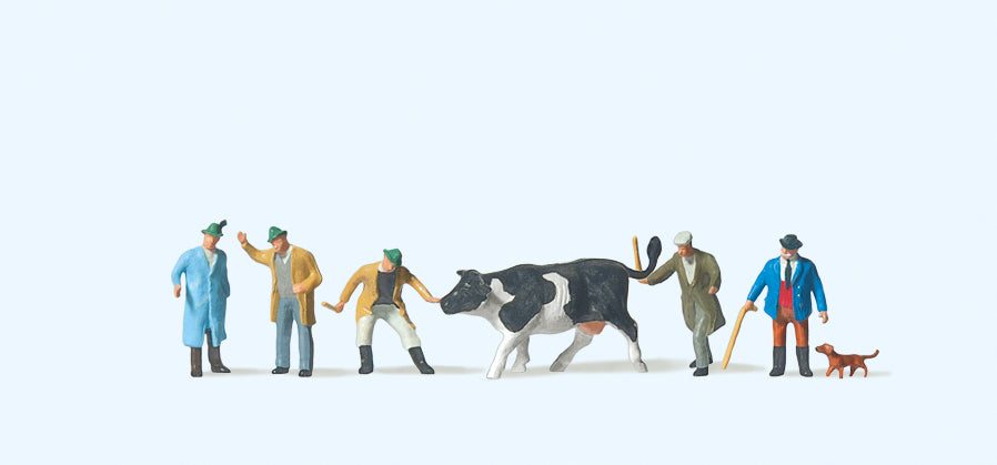 Preiser At the Cattle Market (7) Figure Set PR79080