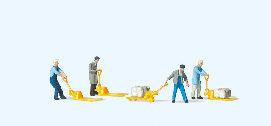 Preiser Delivery Men (4) with Loads Figure Set PR79081