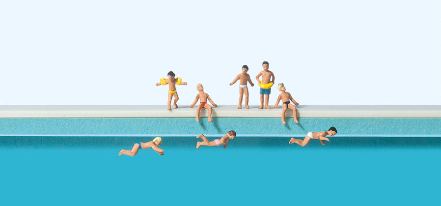 Preiser Children at the Pool (8) Figure Set PR79091