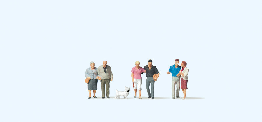 Preiser Couples (3x2) and Dog Figure Set PR79209
