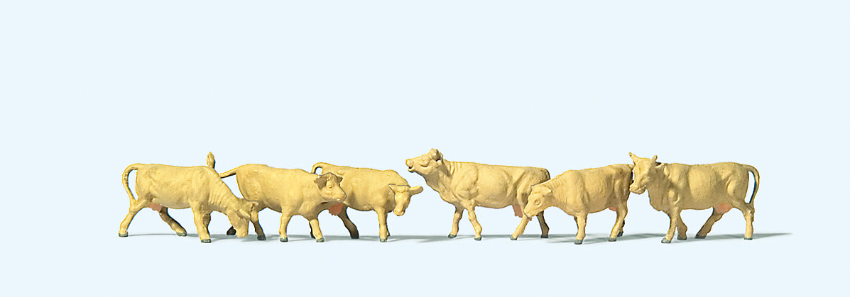 Preiser Light Brown Cows (6) Figure Set PR79229