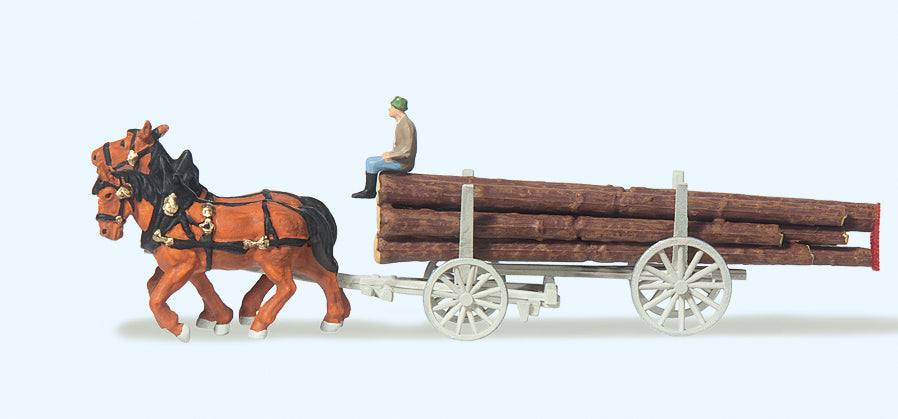 Preiser Horse Drawn Log Wagon PR79477