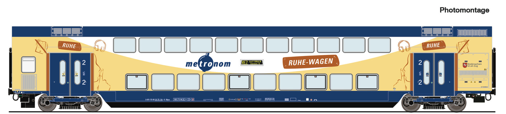 Roco Metronom Dbpza Bi-Level Coach Set (2) VI RC6200107