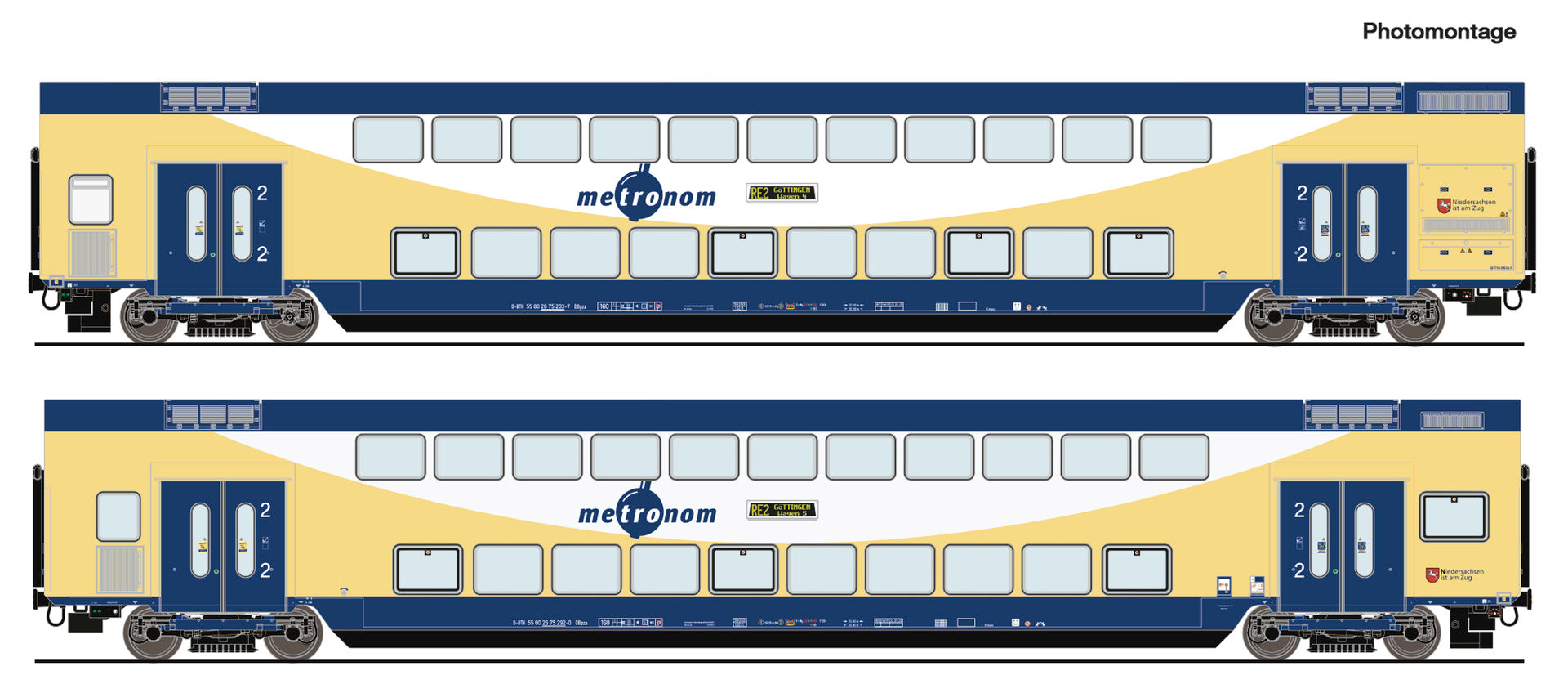 Roco Metronom Dbpza Bi-Level Coach Set (2) VI (~AC) RC6220106