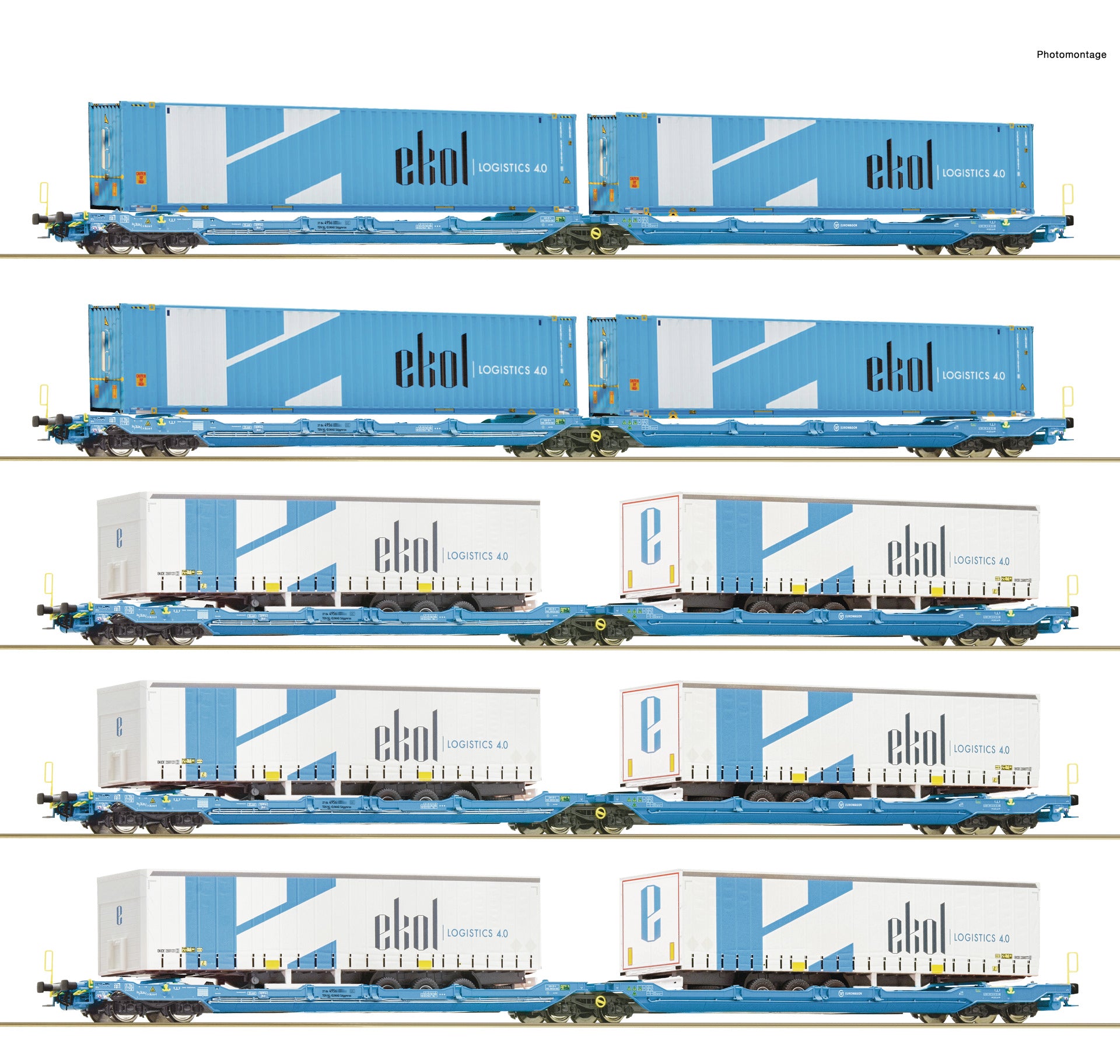 Roco Ekol Sdggmrss/T3000e Flat Wagon Retailer Pack (5) VI RC6600019