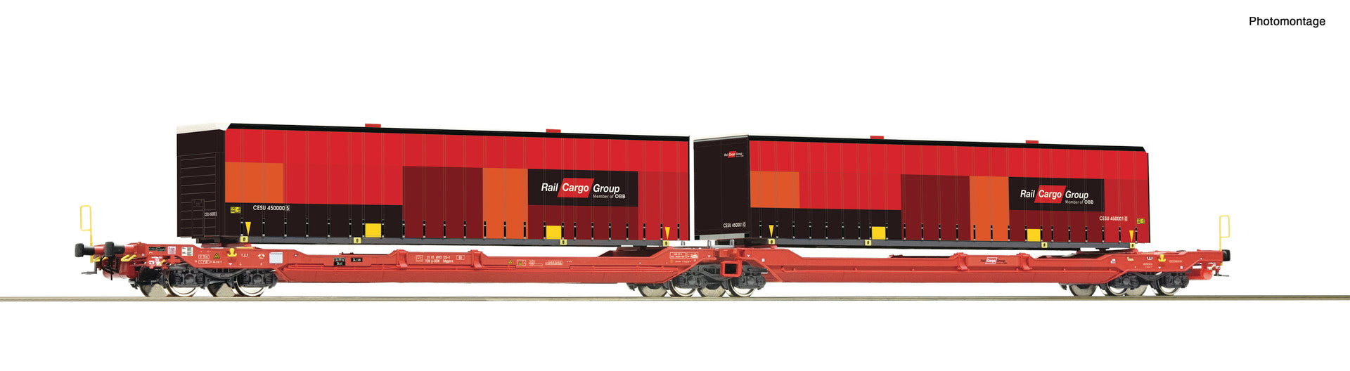 Roco OBB/RCW T3000e Dbl Pocket Wagon 2xRCG Swapbody Load VI RC6600033