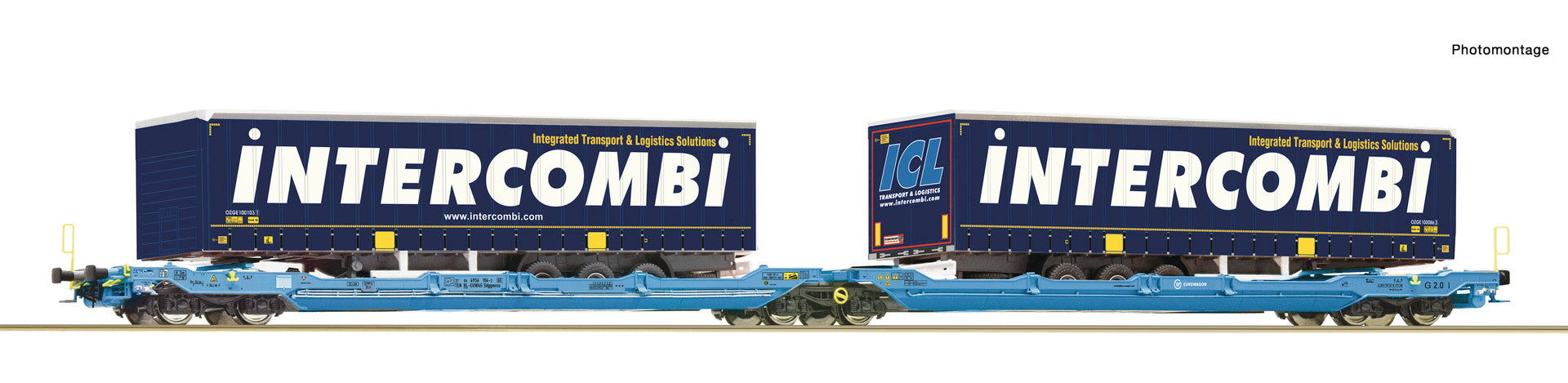 Roco Eurowagon T3000e Dbl Pocket Wagon w/Intercombi Trailers VI RC6600035