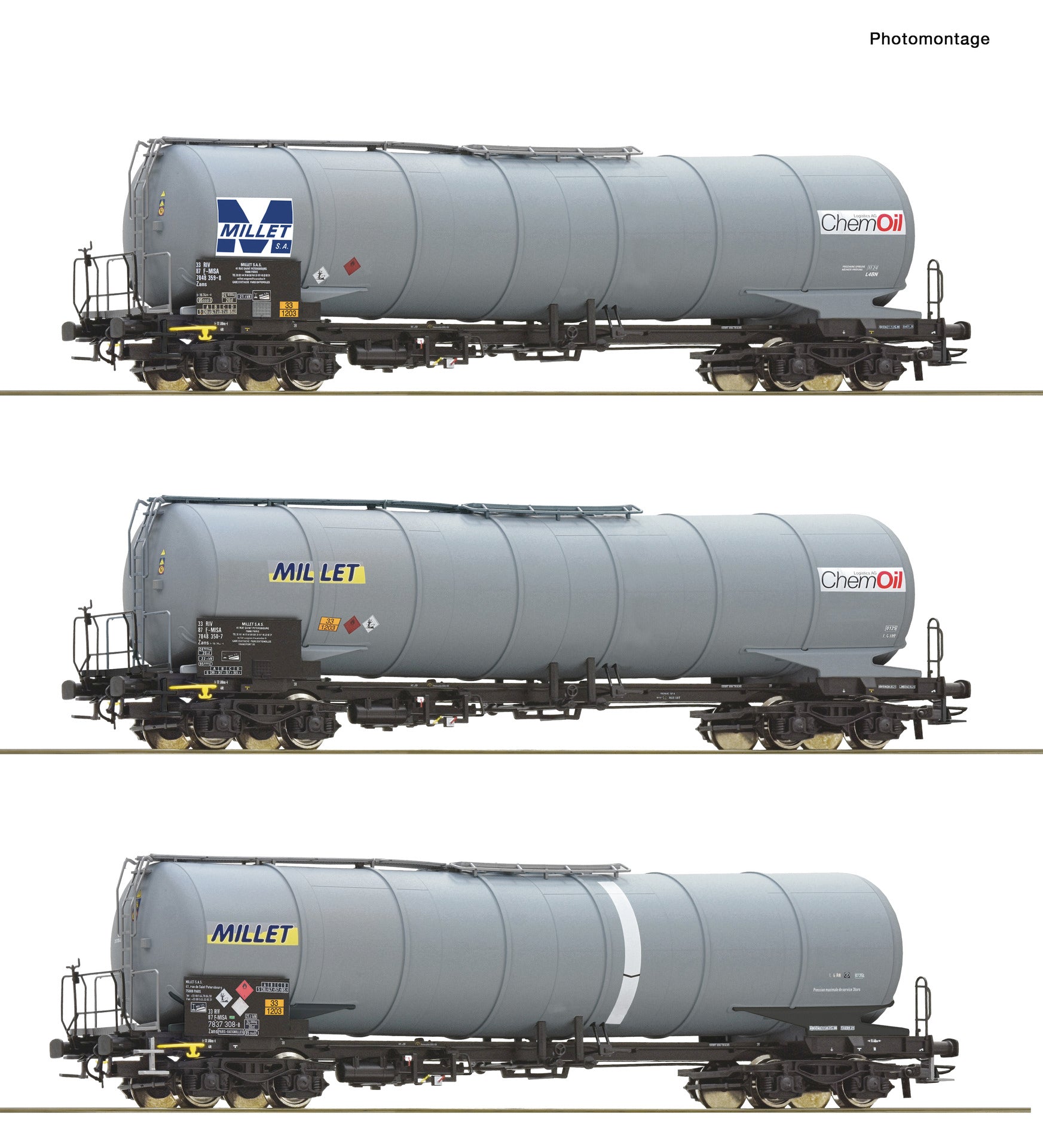 Roco Millet Zacns Bogie Tank Wagon Set (3) VI RC6600091
