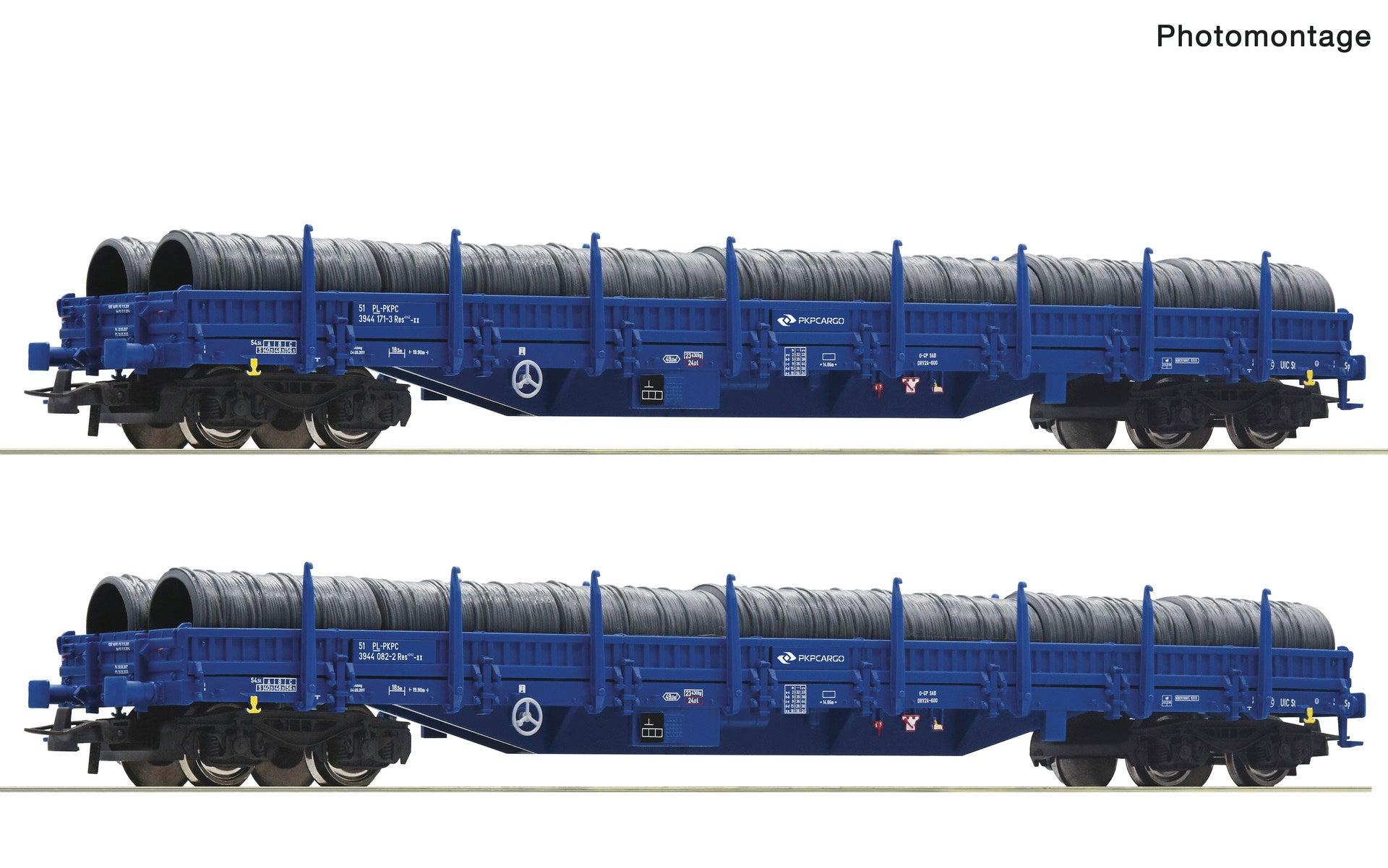 Roco PKP Cargo Res Bogie Stake Wagon Set (2) VI RC6600099