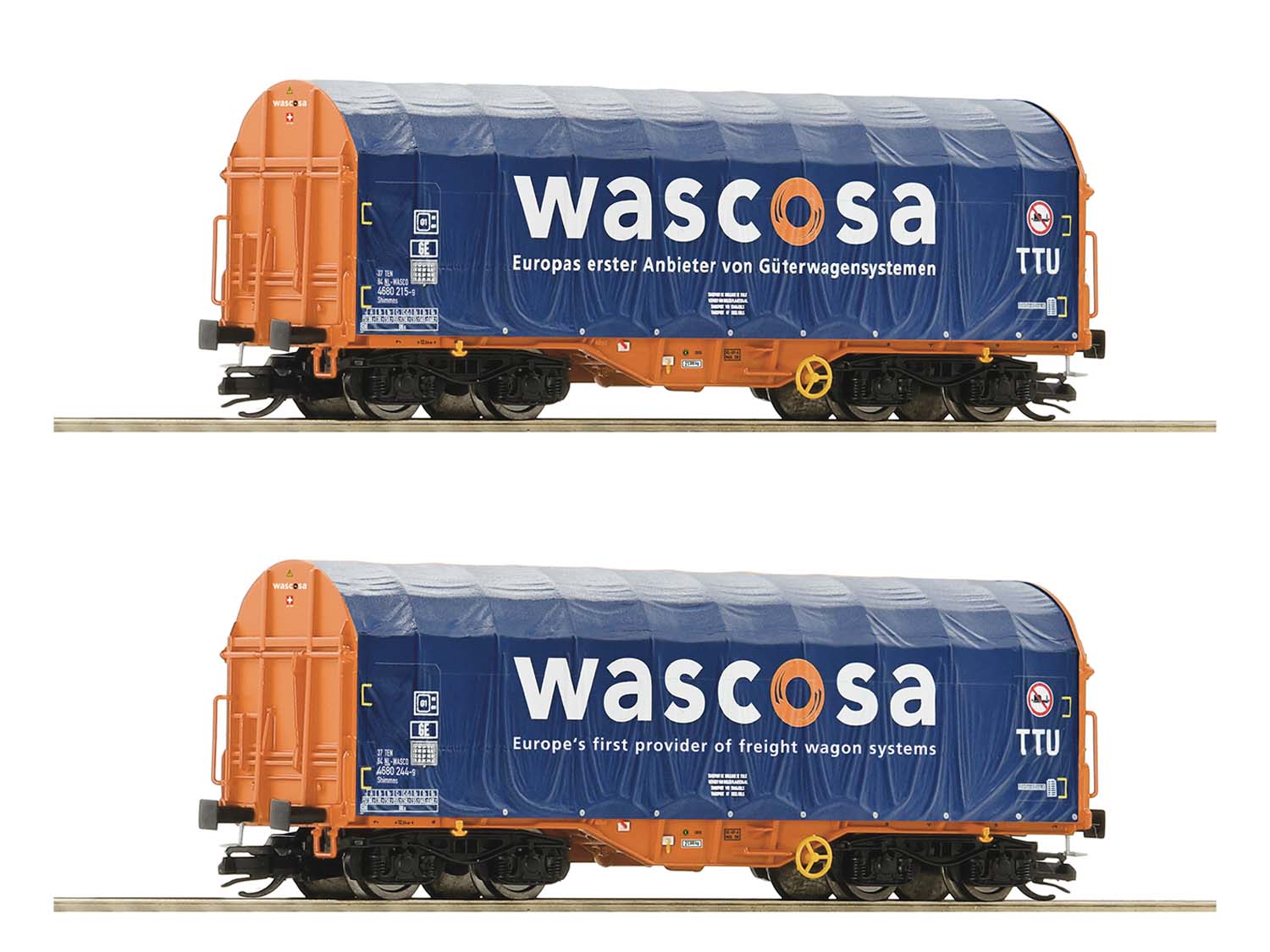 Roco Wascosa Shimmns Sliding Tarpaulin Wagon Set (2) VI RC6680006