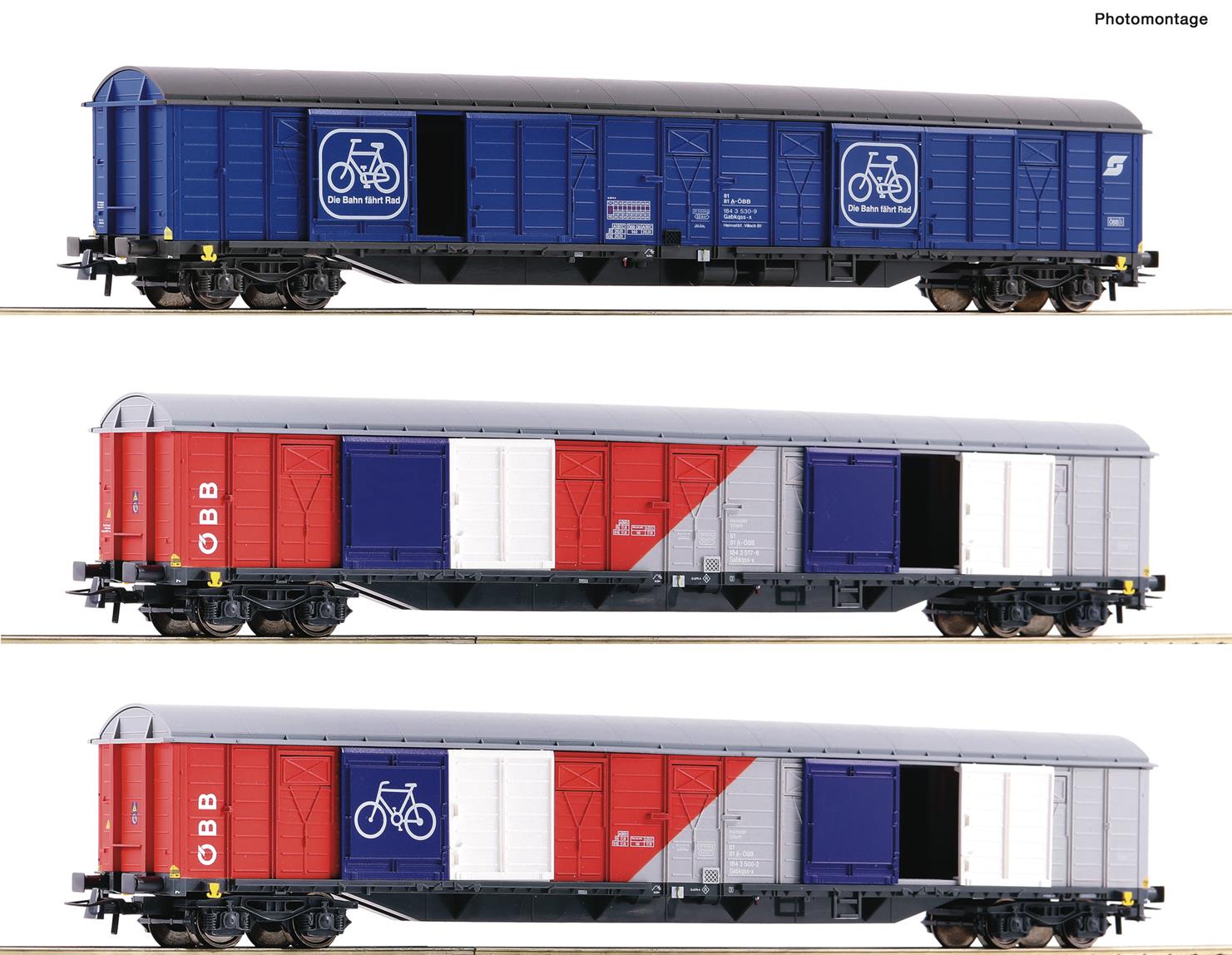 Roco OBB Gabkqss-x Bicycle Transportation Wagon Set (3) V RC77022