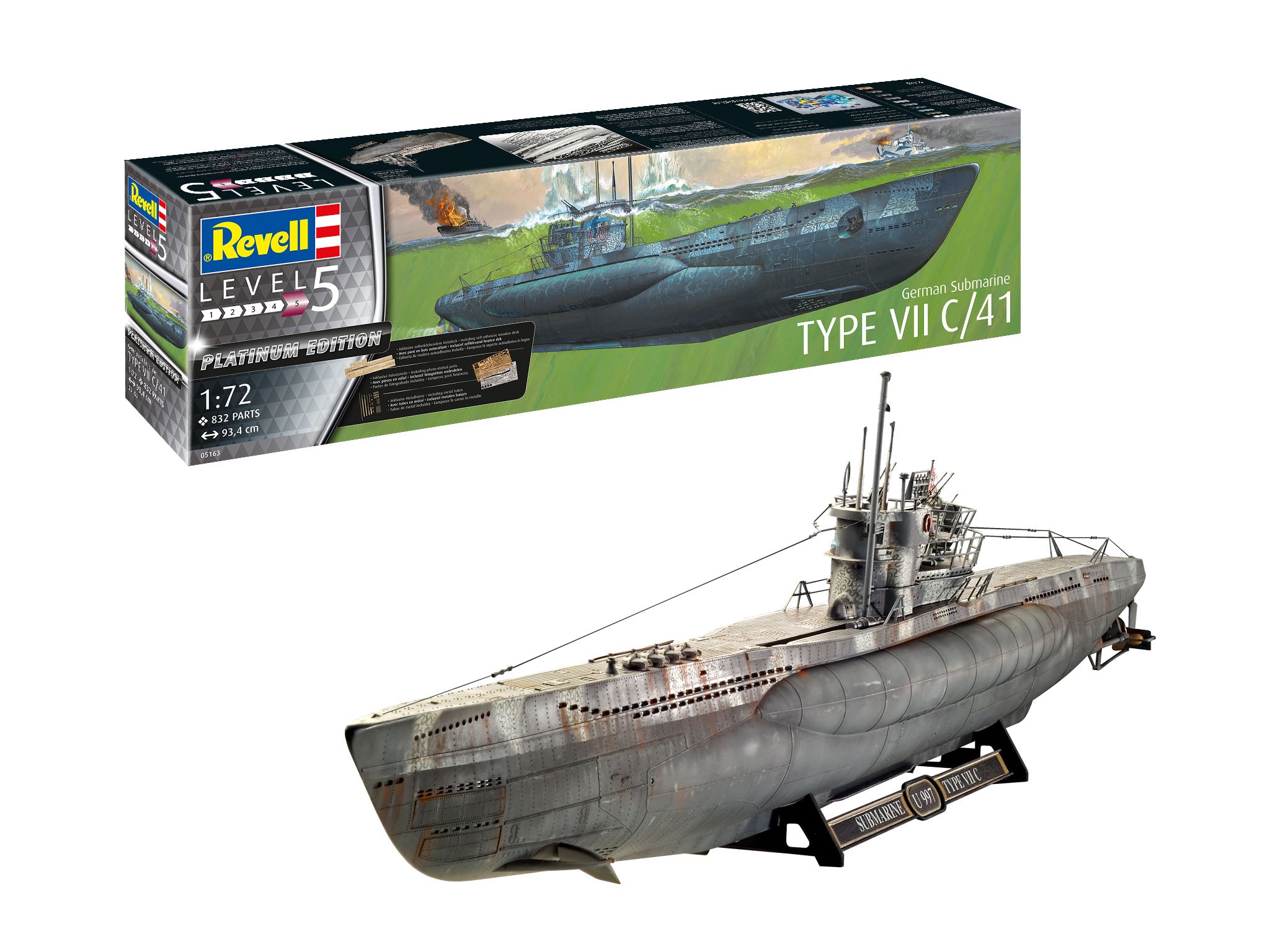 Revell German Submarine Type VII C/41 Platinum Edition Kit (1:72) RL05163